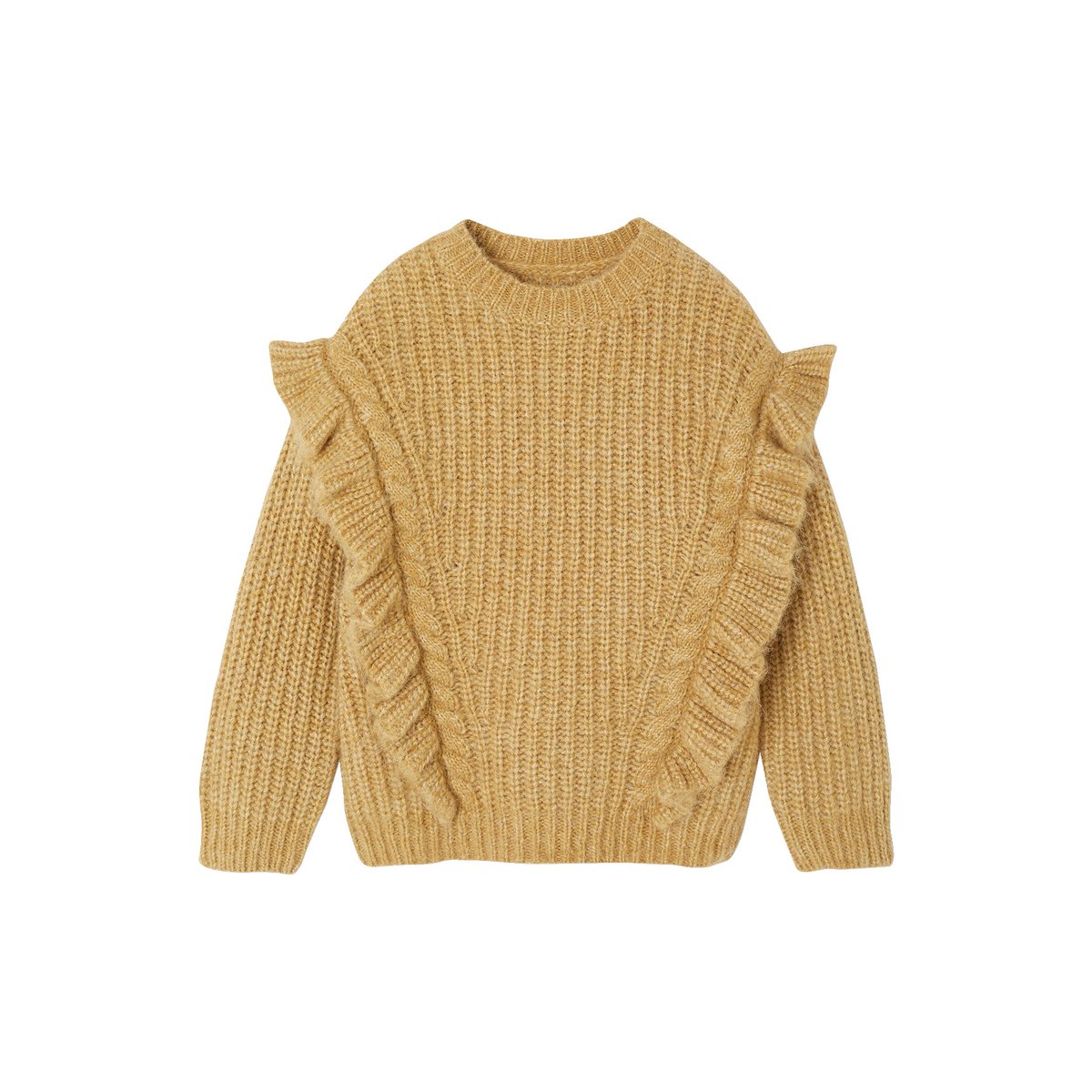 Pull à volants et torsades beige doré, VERTBAUDET