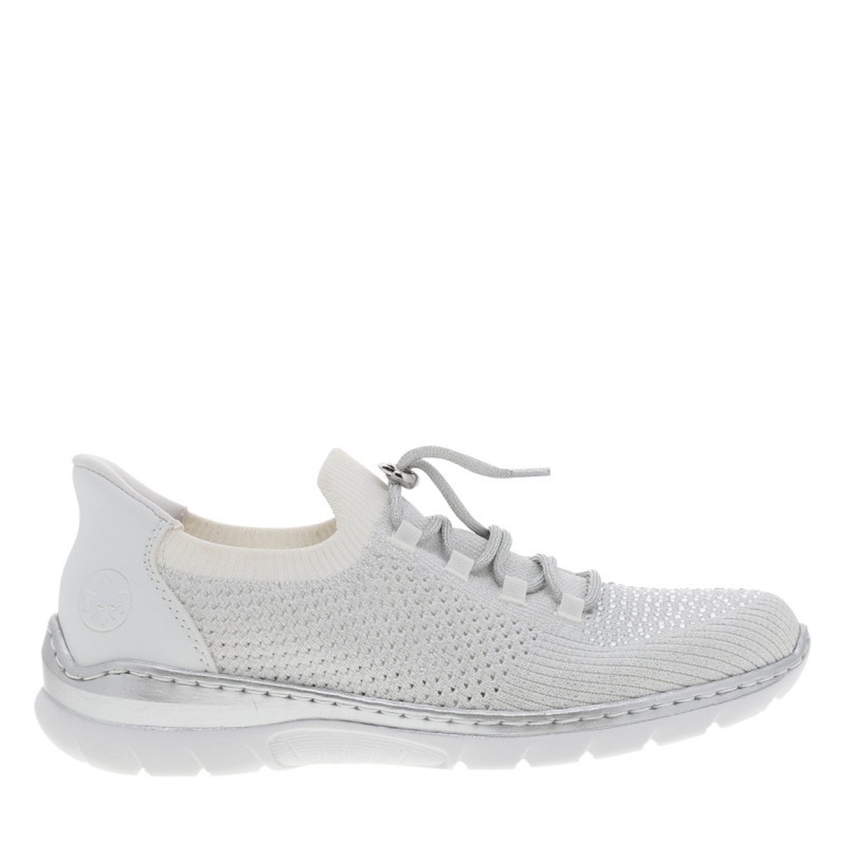 Baskets running écrues à talon plat avec une fermeture slip-on blanc, RIEKER