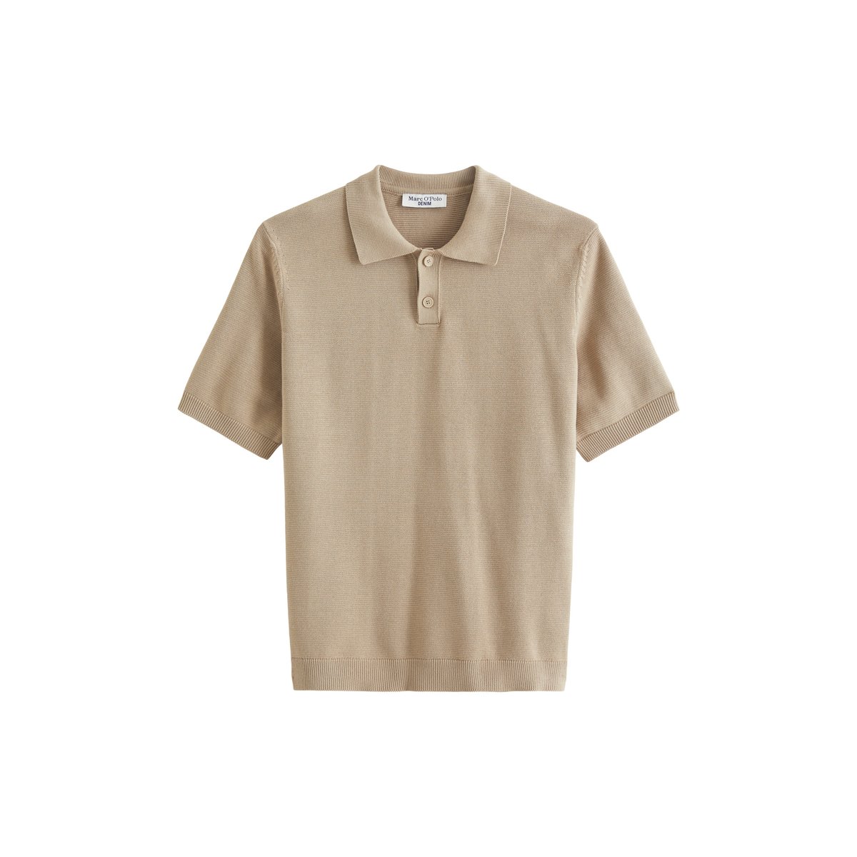 Polo en tricot régulier avec une structure finement côtelée beige, MARC O’POLO DENIM