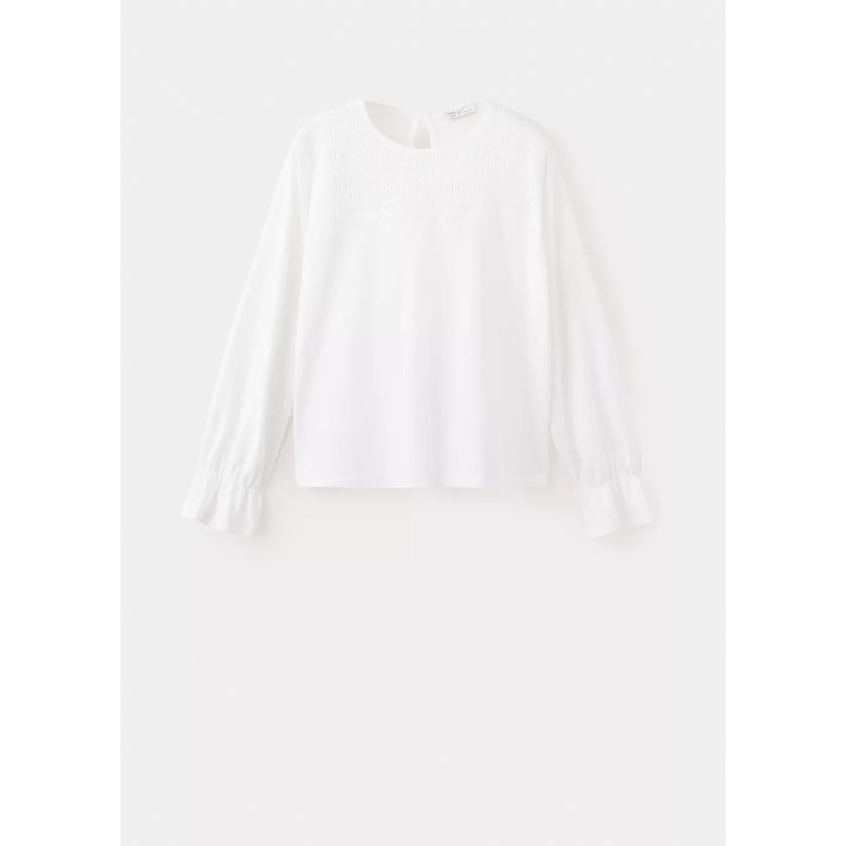T-shirt froncé coton blanc cassé, MANGO TEEN