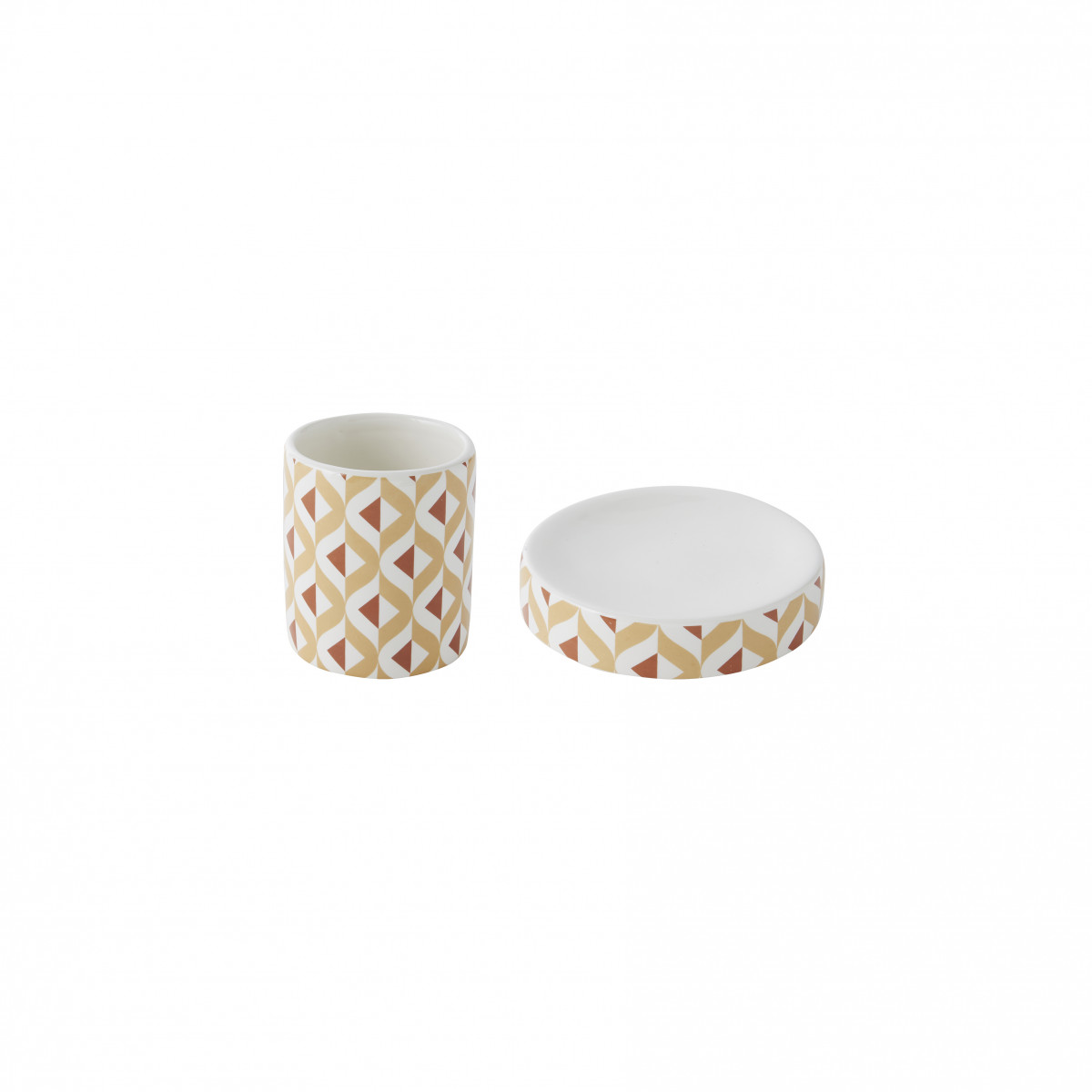 Set salle de bain 2 pièces porte-savon céramique INES marron, GUY LEVASSEUR