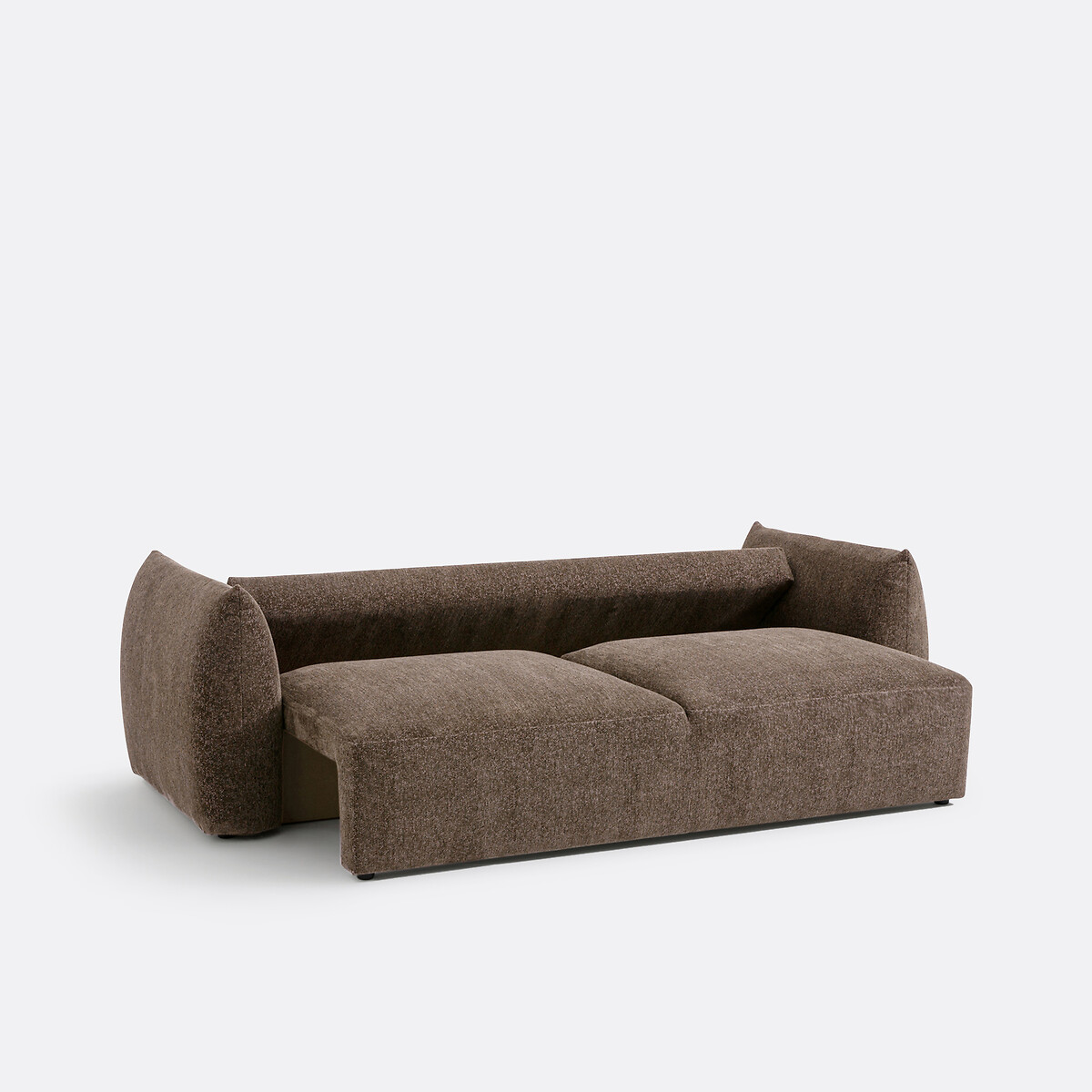 Sofá-cama de 3 lugares, chenille mesclado, Edith castanho-chocolate, LA REDOUTE INTERIEURS