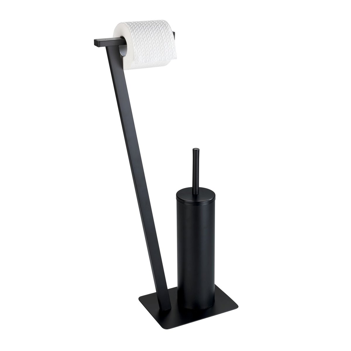 Serviteur WC 2 en 1 avec brosse et porte-rouleau LIRIO noir, WENKO