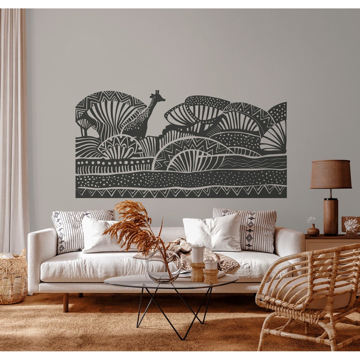 Papier peint panoramique Zarafah - ocre et noir, 336 x 280 cm noir, LE PAPIERS DE NINON