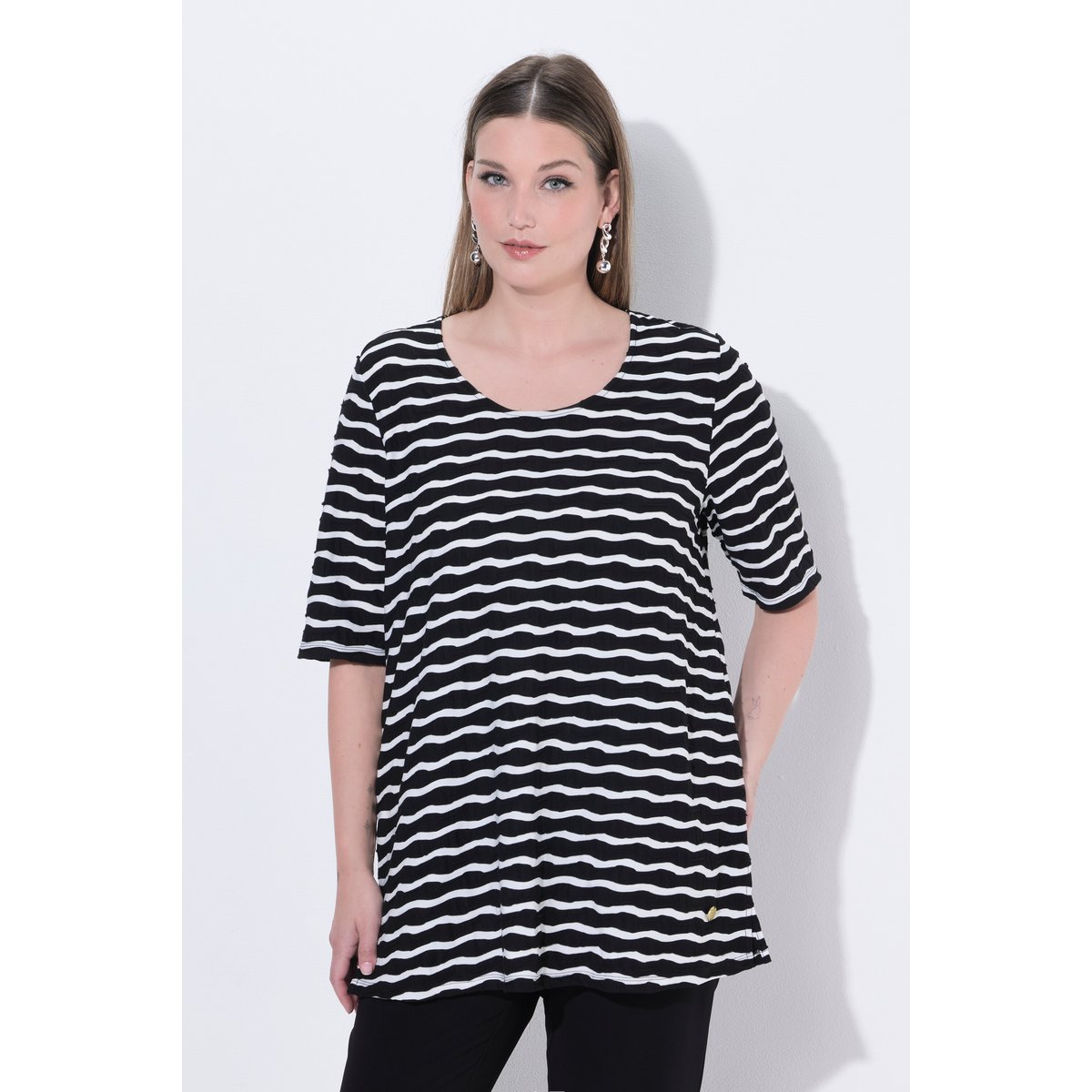 T-shirt col rond et manches courtes noir, ULLA POPKEN