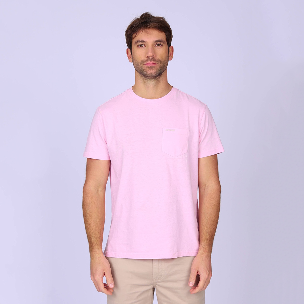 T-shirt poche poitrine rose clair, MISE AU GREEN