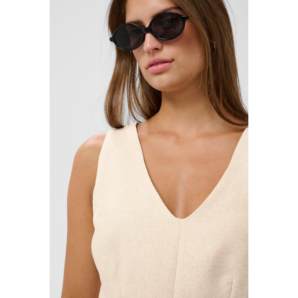 Blouse à manches courtes beige oatmeal, SOAKED IN LUXURY