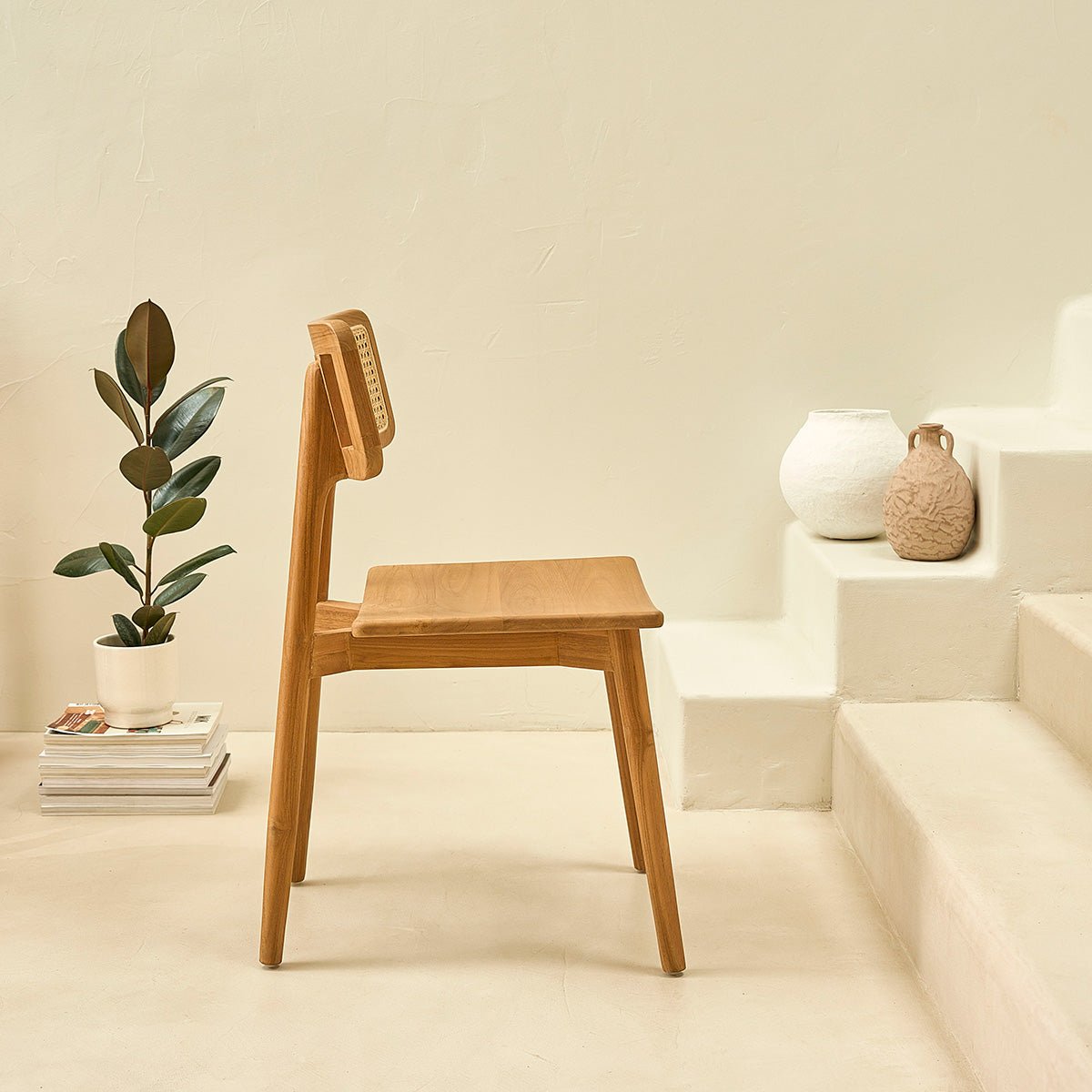Lot de 2 chaises en teck massif et cannage  SIXTINE naturel, BERAH GETAH