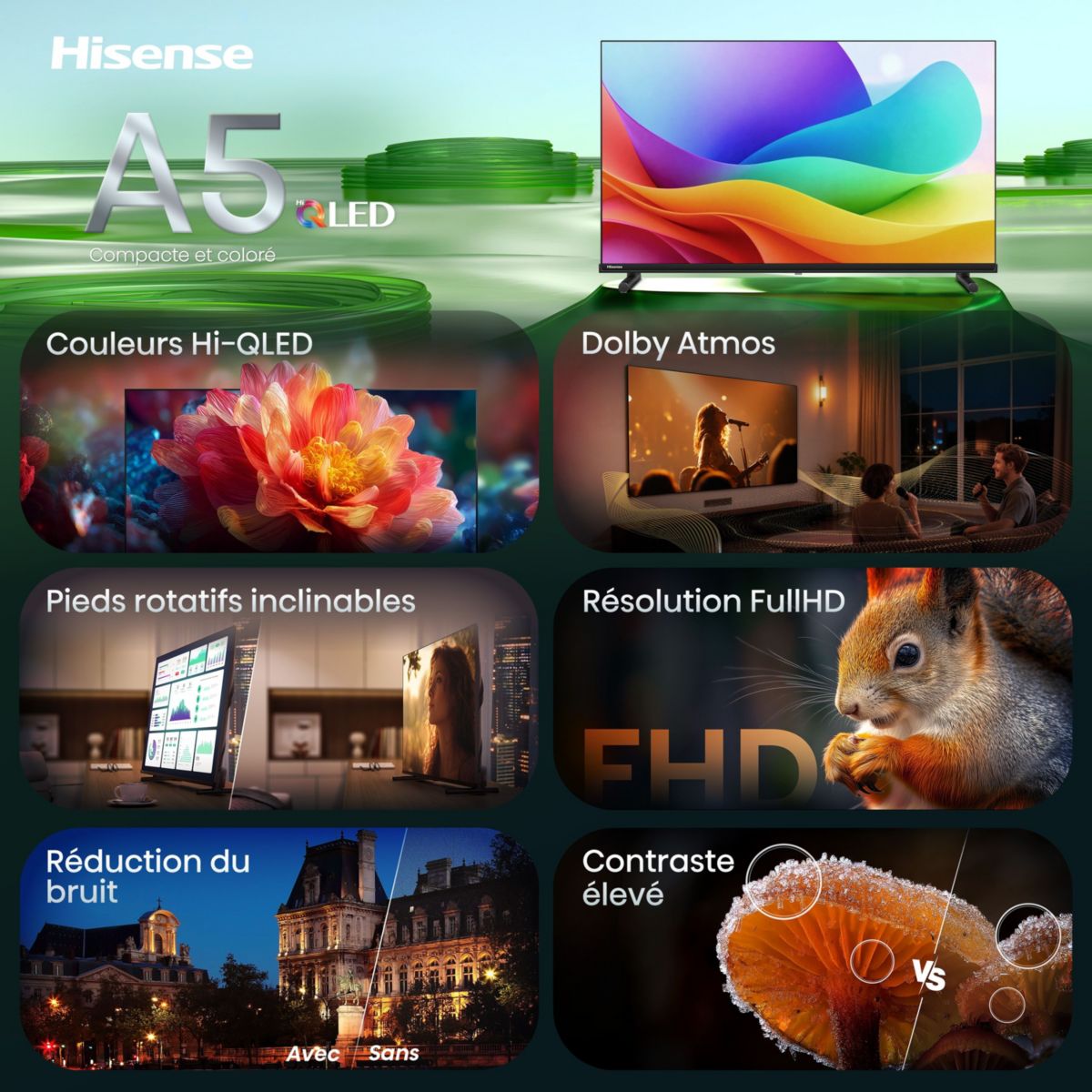 TV QLED 32A5S (2026) 32" (80 cm) - Smart TV couleur unique, HISENSE
