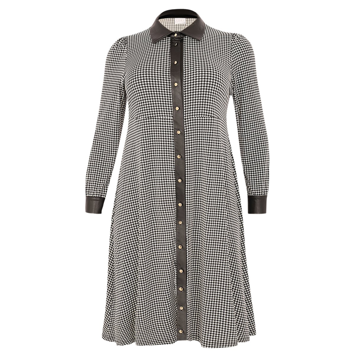 Robe imprimée pied-de-poule noir, YOEK