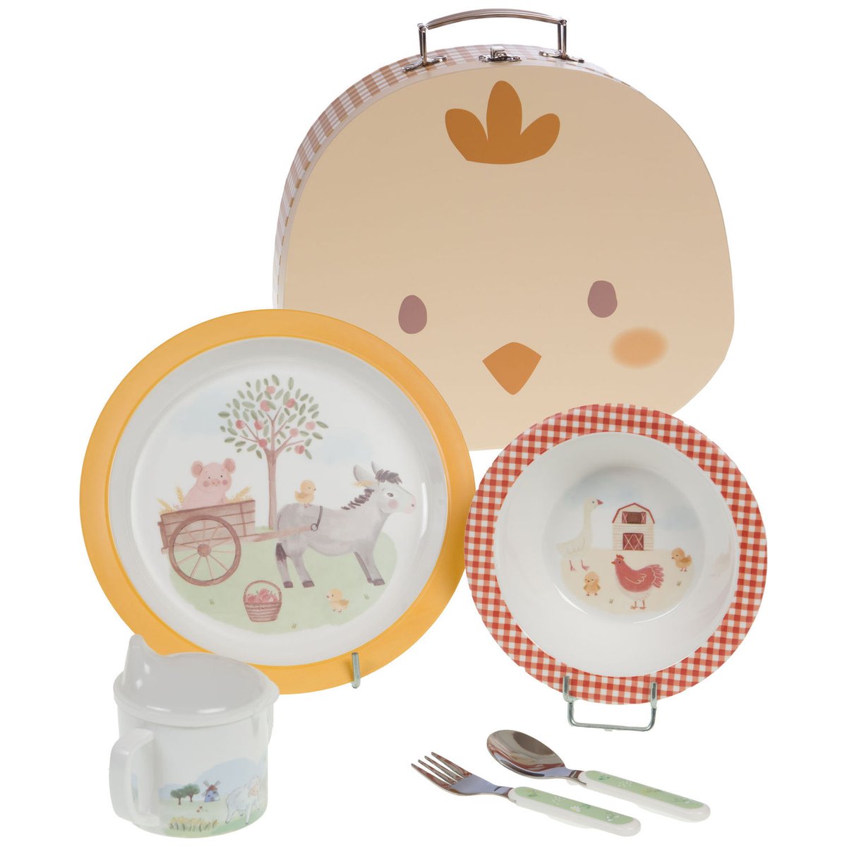 Coffret repas jaune, marron, rouge, AMADEUS LES PETITS