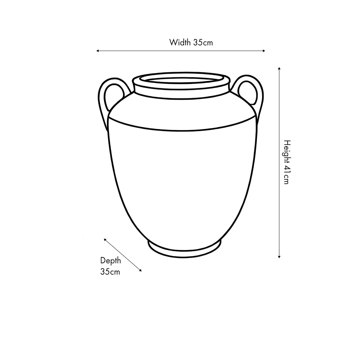 41cm Natural Textured Fibrestone Decorative Vase with Handles white, ÉDITÉ