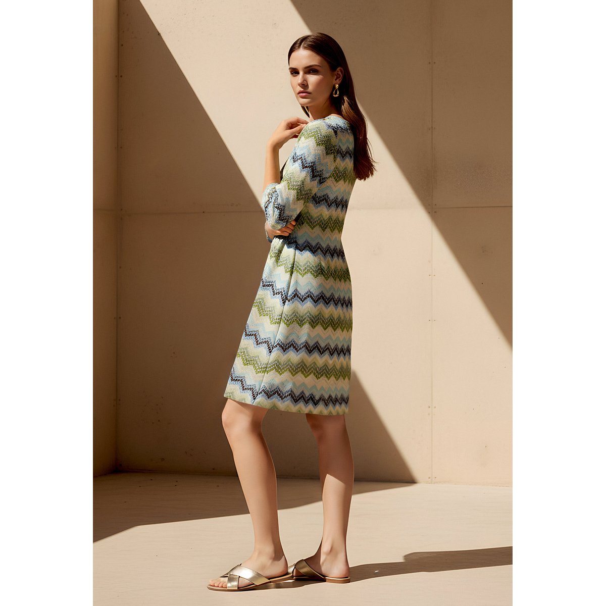 Robe droite à manches 3/4 green/blue, BETTY BARCLAY