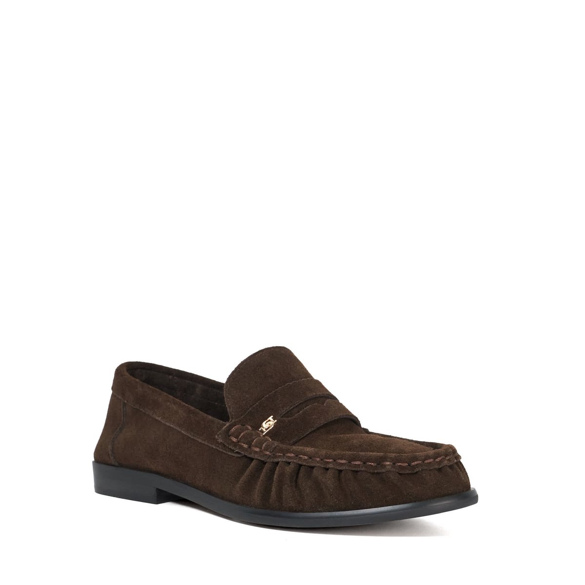 Mocassins en daim à bout froncé à enfiler - GRISELLA brown-suede, DUNE LONDON