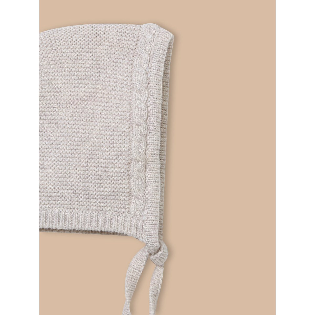 Béguin de naissance en laine et coton beige chine, CYRILLUS
