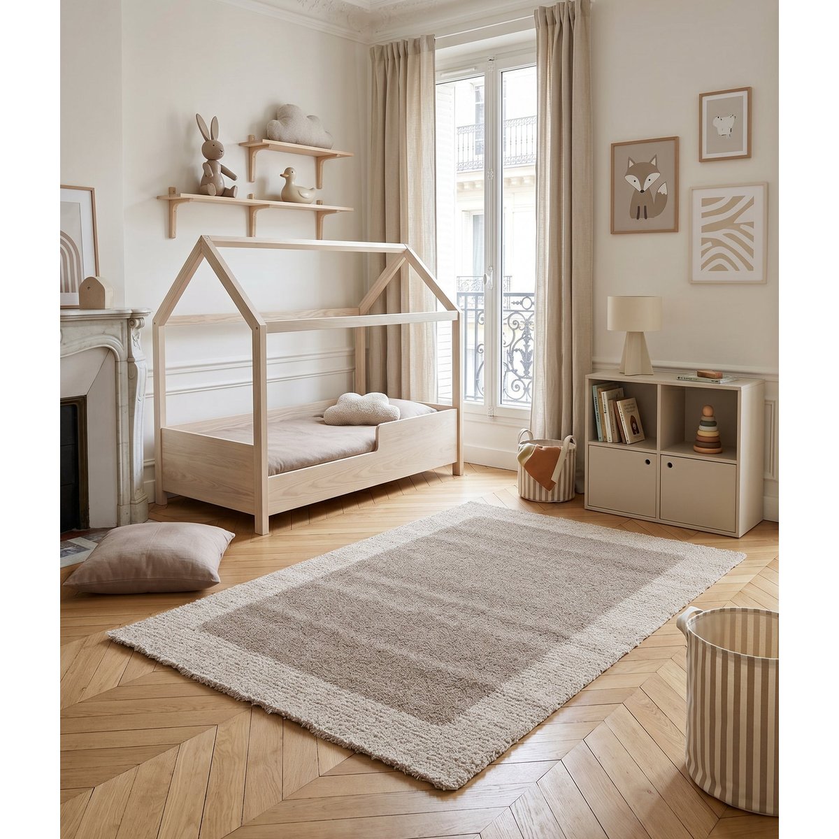 Tapis design doux et épais TURENNE beige sable, AFK LIVING