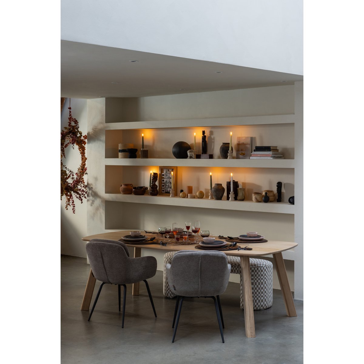 Table à manger en bois de chêne 6 personnes DEENS marron, WOOOD