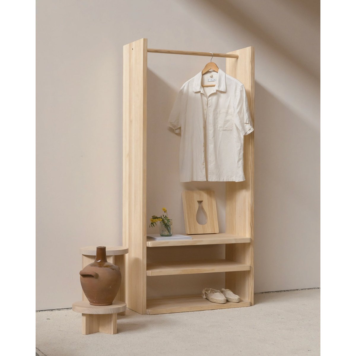 Porte-manteau 80 x 170 cm verni MARIOLA bois clair, NAAN FURNITURE