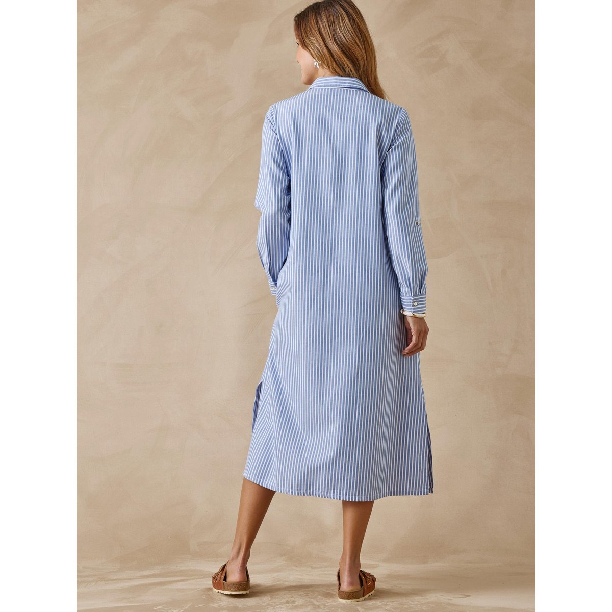 Robe chemisier boutonnée rayé bleu, DAXON