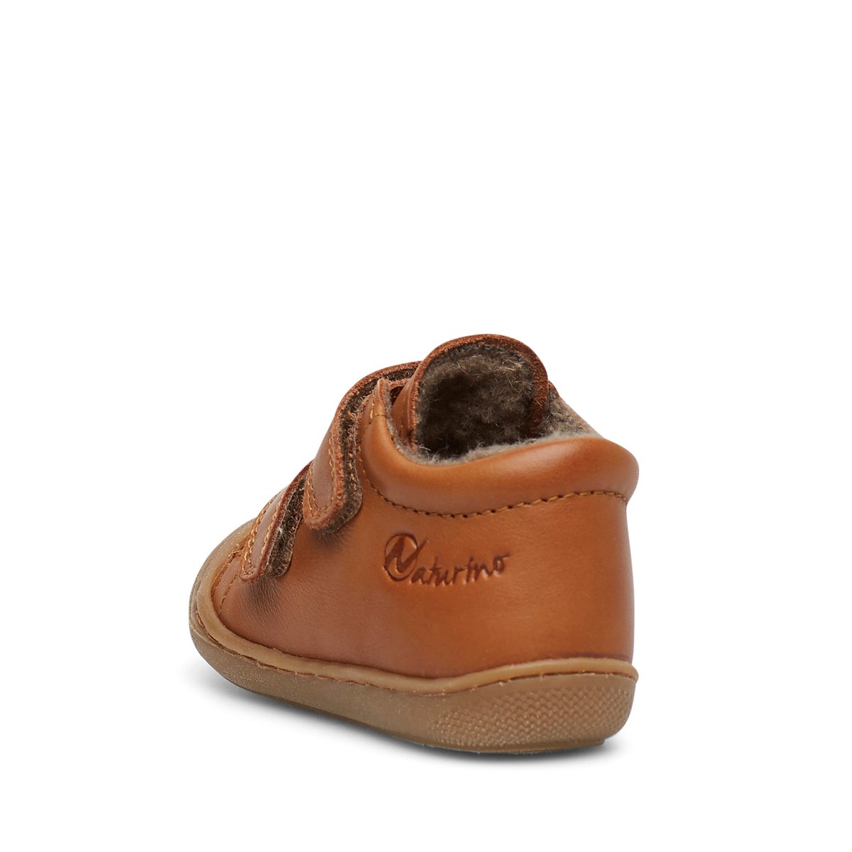 Chaussures premiers pas en cuir doublés en laine COCOON VL cognac, NATURINO