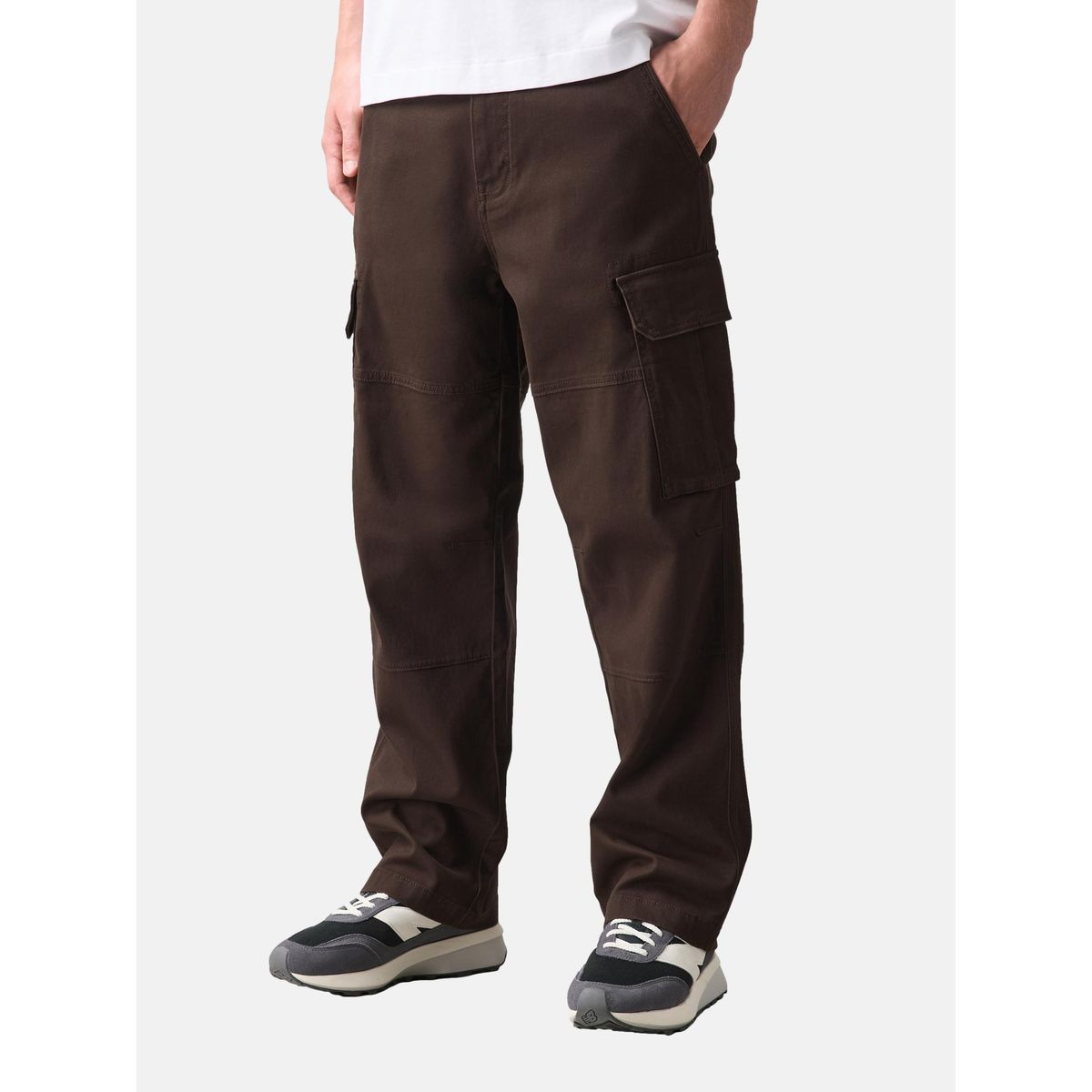 Pantalon cargo stretch en coton marron foncé, NEXT