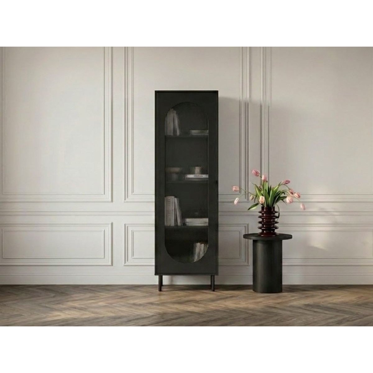 Vitrine 60 cm 1 portes, SOHAN noir, BOBOCHIC