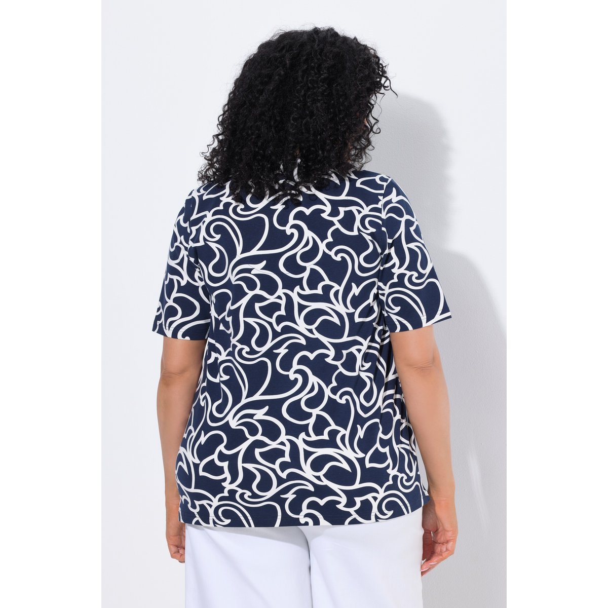 T-shirt coupe évasée marine, ULLA POPKEN