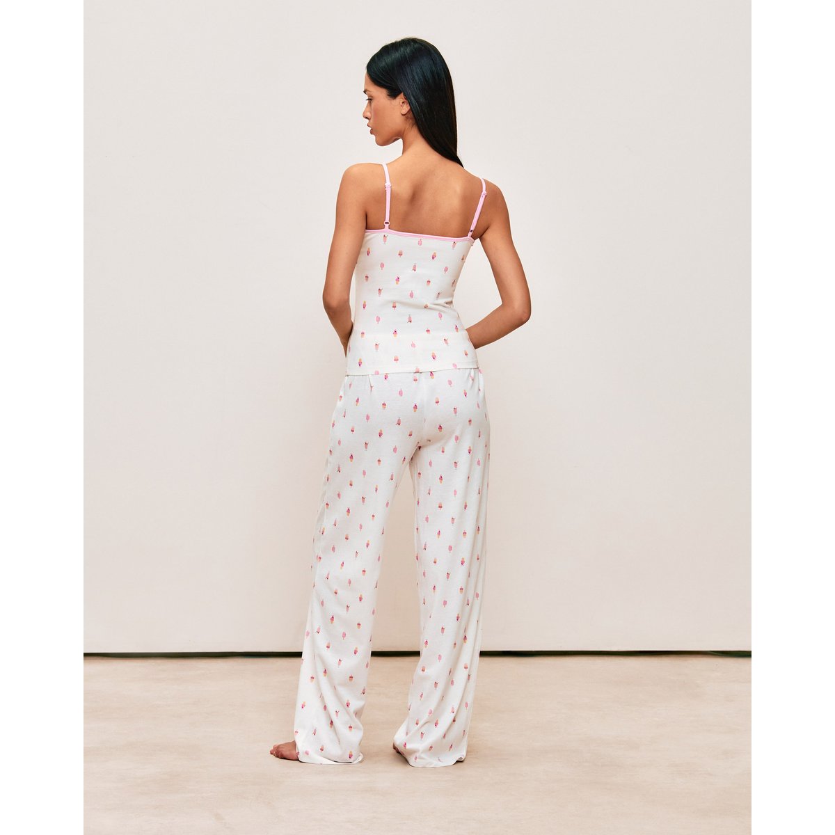 Pantalon en jersey à motif cerises SUMMERTOPIZ blanc, UNDIZ