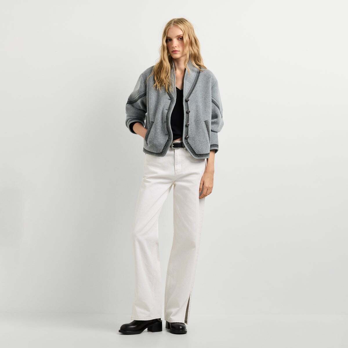 Veste Avec Détails Brodés gris chine, PEPE JEANS