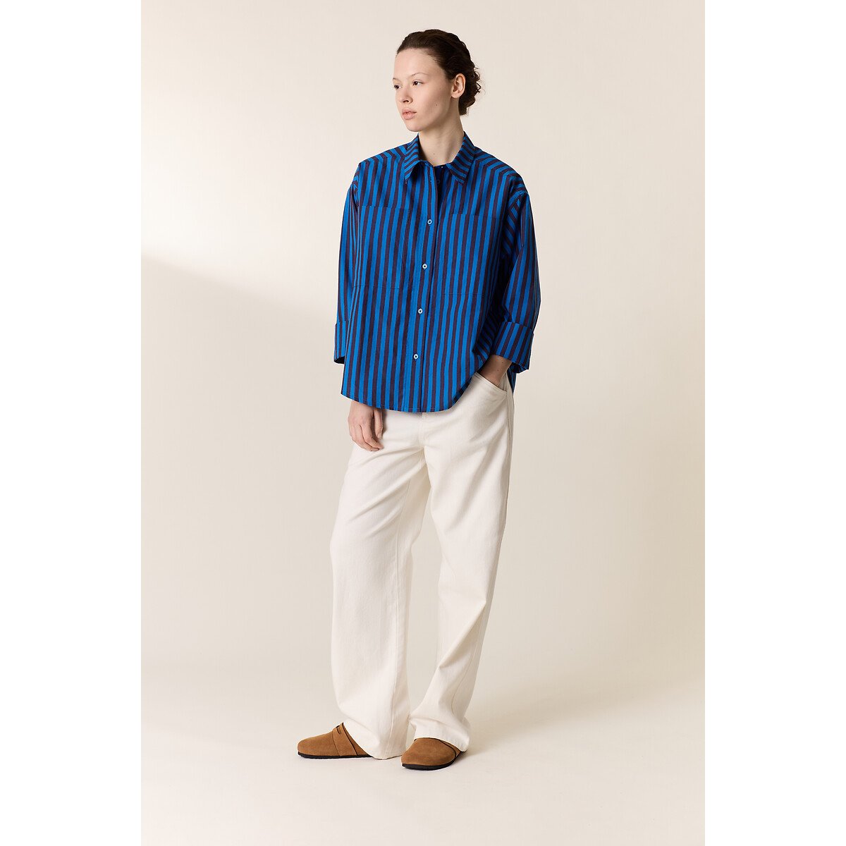 Chemise rayée manches longues, CONAN bleu, LEON & HARPER