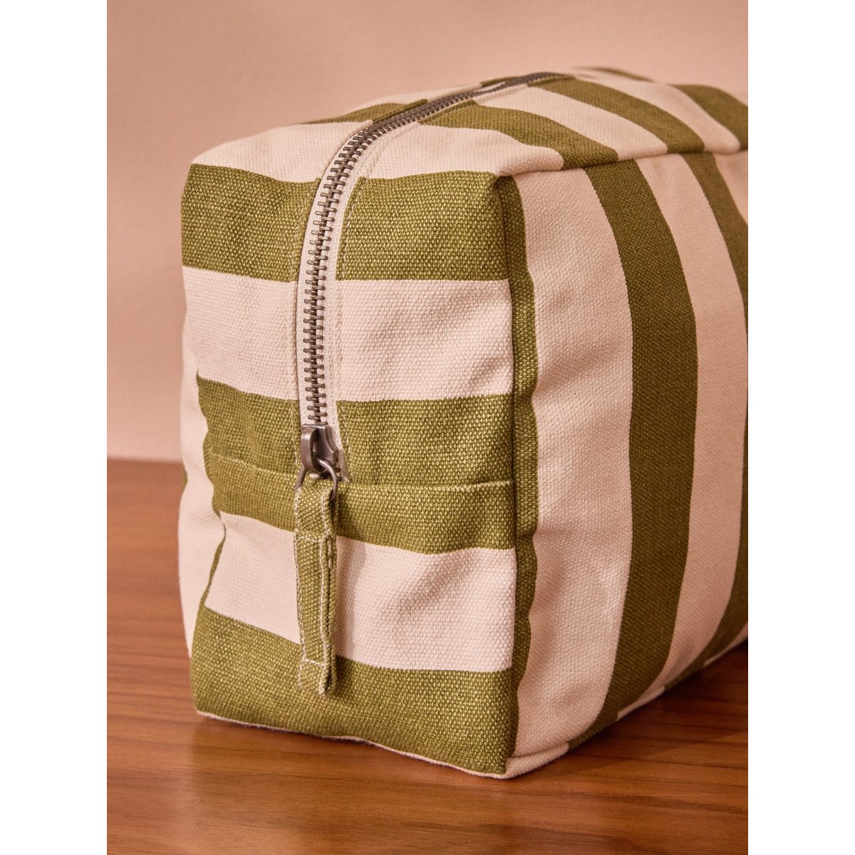 Trousse en toile rayée rayure kaki, CYRILLUS