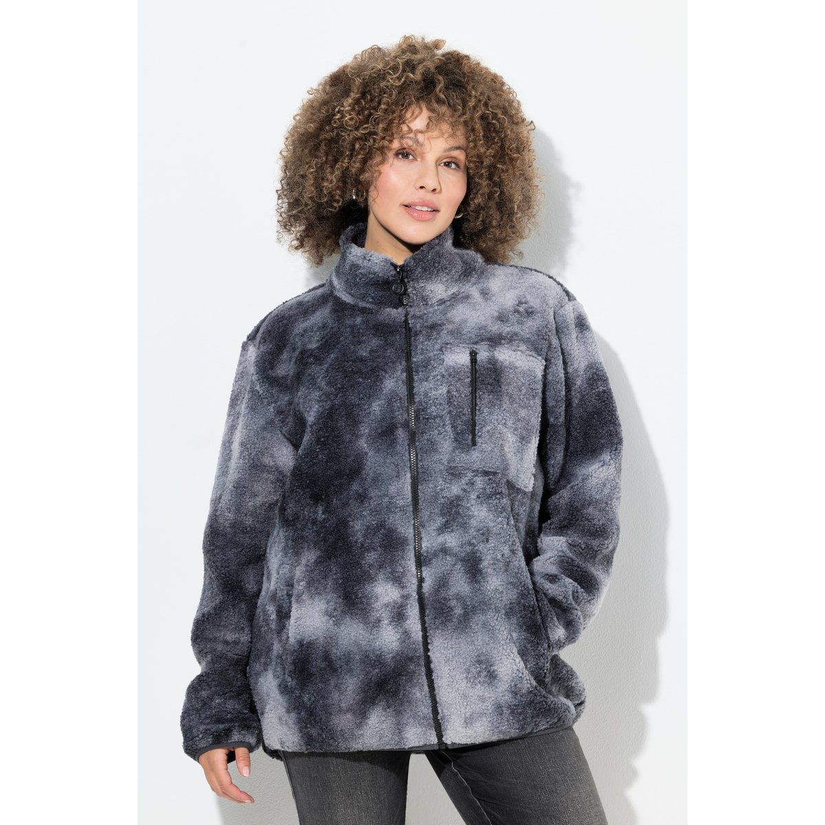 Veste polaire très douce à col montant gris graphite, ULLA POPKEN