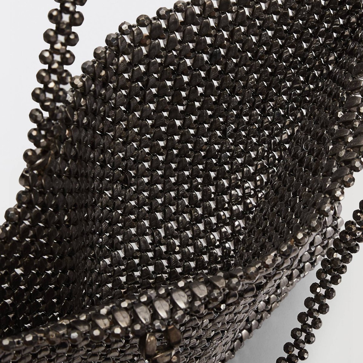 Cabas en perles argentées gun metal, MONOPRIX