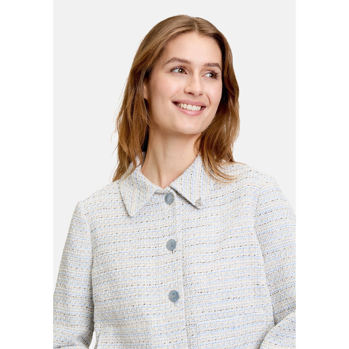Blazer en tweed à franges nature/blue, CARTOON