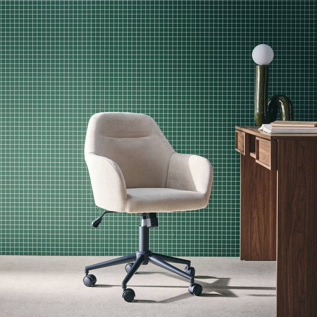 Chaise de bureau à roulettes ajustable métal et tissu  STAN gris, SWEEEK