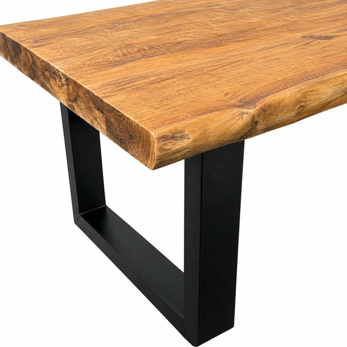 Table à manger bois de teck recyclé, pieds en U 240 cm TIMOR bois naturel, PIER IMPORT