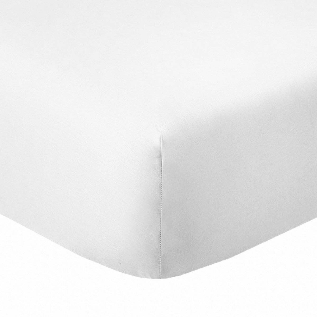 Drap housse en coton avec bonnet de 35 cm blanc, EDEN