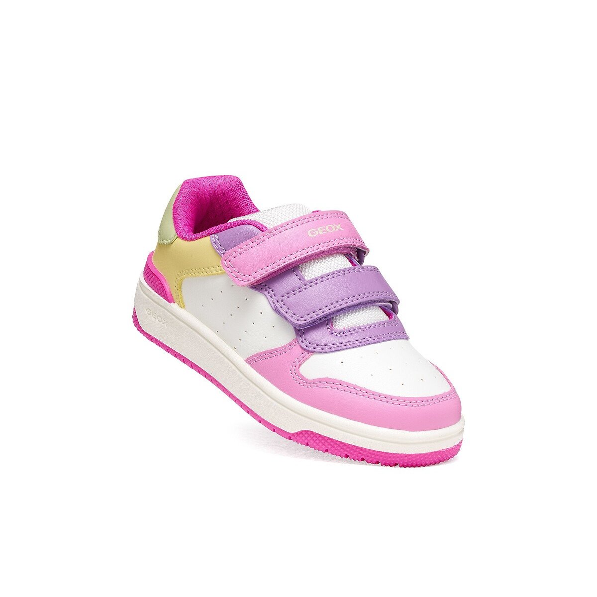 Atmungsaktive Sneakers mit Klettverschluss Washiba weiss/rosa, GEOX