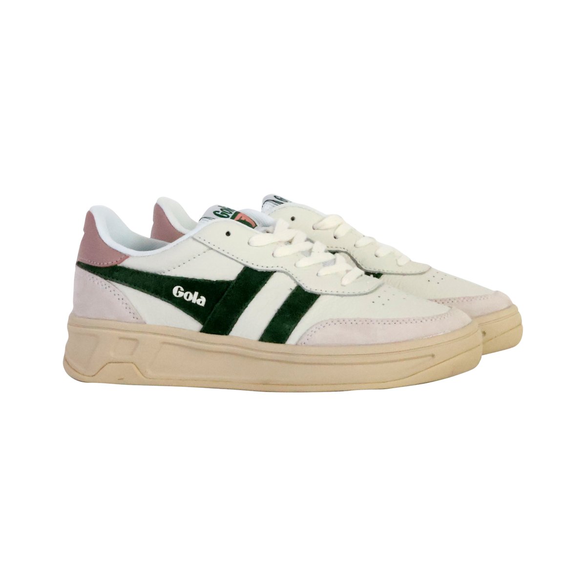 Basket Cuir Topspin blanc/vert foncé, GOLA