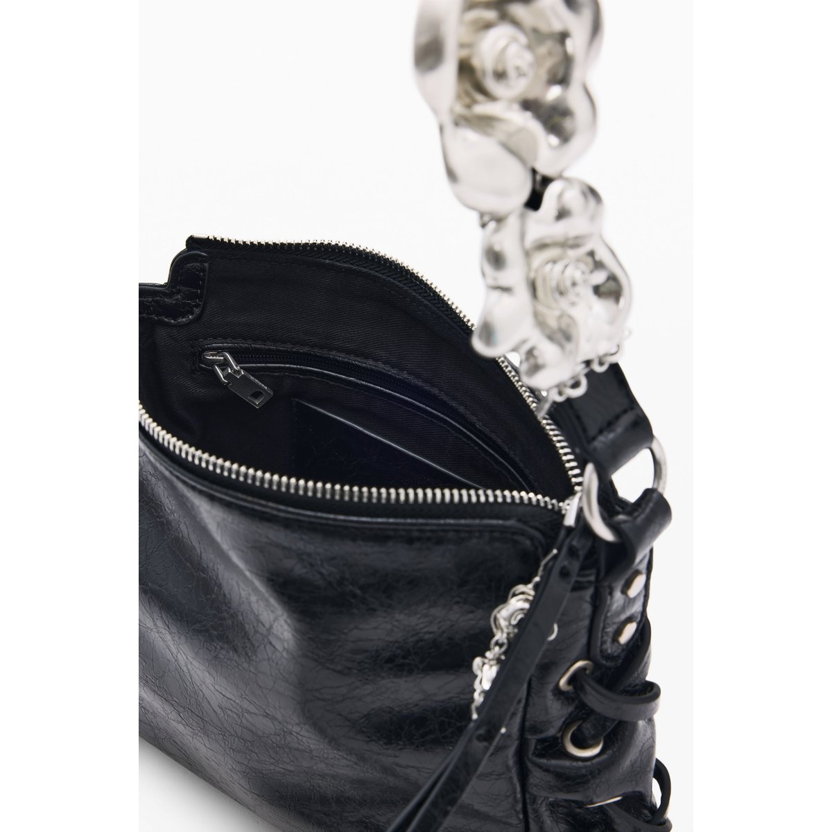 Sac effet cuir avec breloques noir, DESIGUAL
