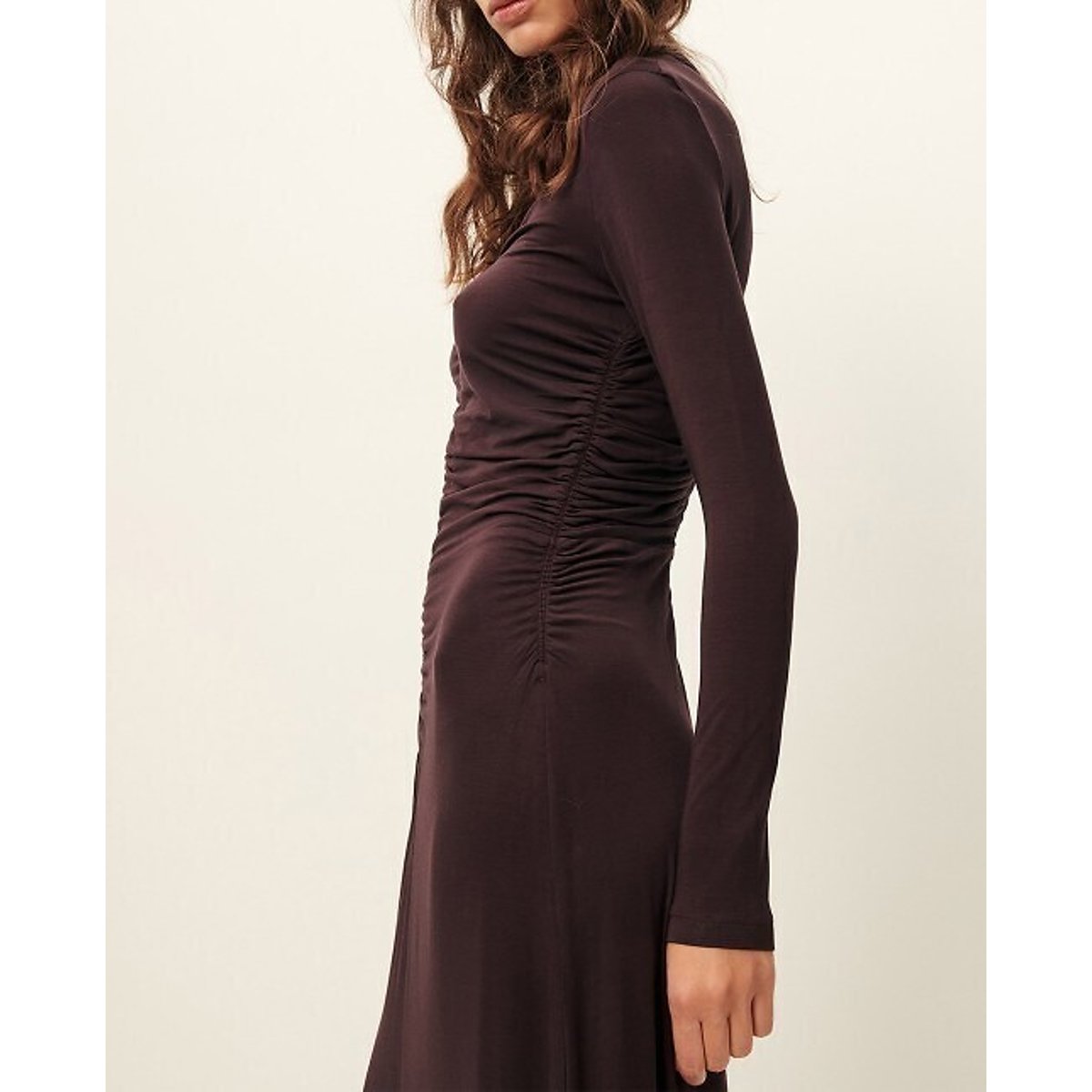 Robe longue manches longues col rond, RITA bordeaux foncé, SESSUN