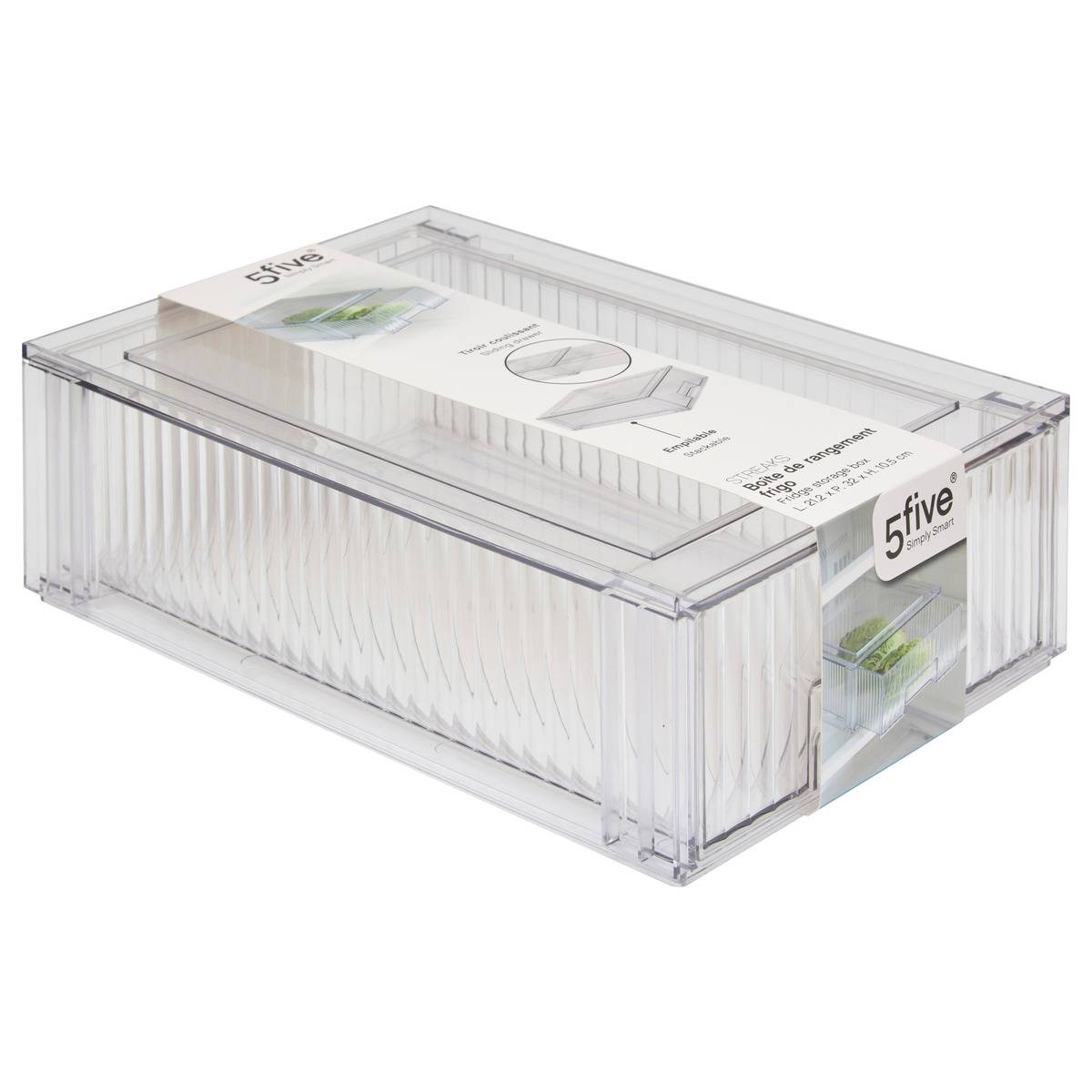 Rangement rectangulaire pour réfrigérateur STREAKS transparent, 5FIVE SIMPLY SMART