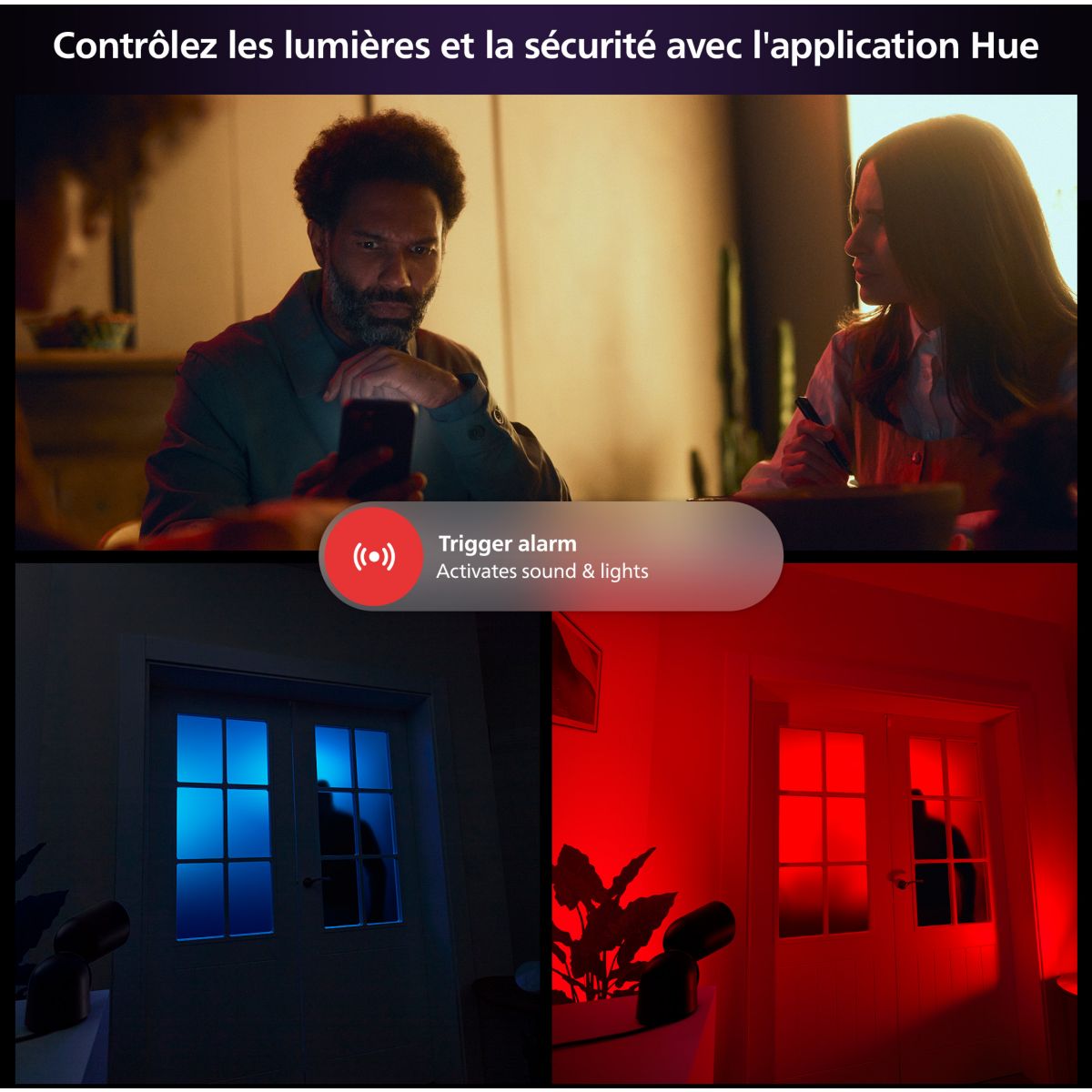Caméra de surveillance SECURE avec support bureau noire couleur unique, PHILIPS HUE