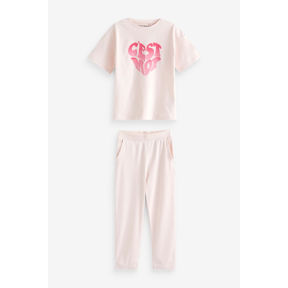 Pyjama avec inscription, lot de 3 rose/gris/blanc, NEXT