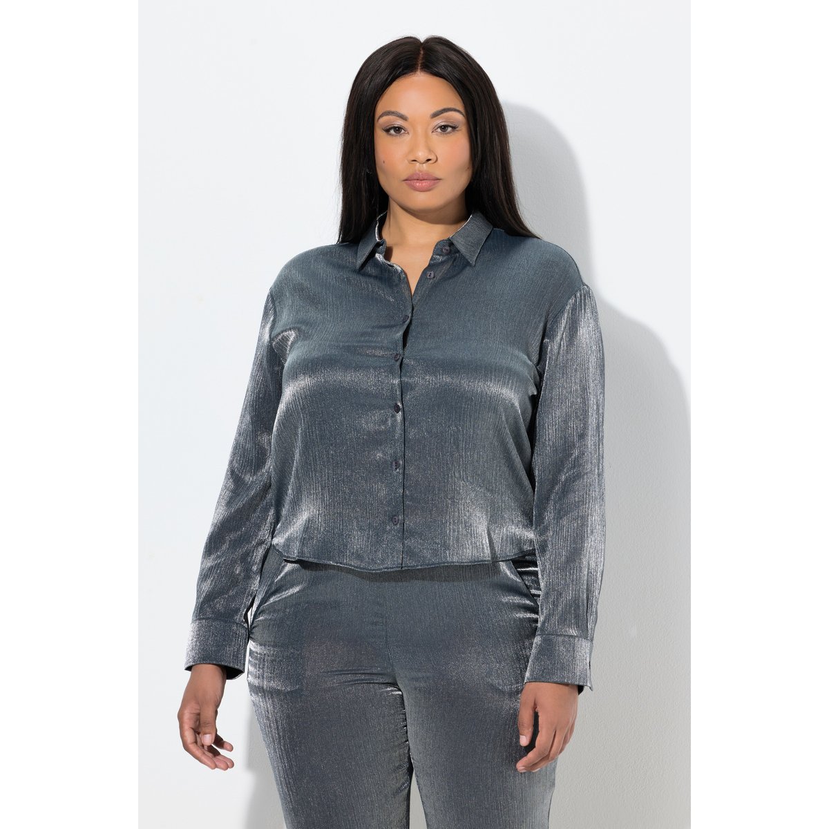 Chemisier coupe Boxy Fit argent, ULLA POPKEN