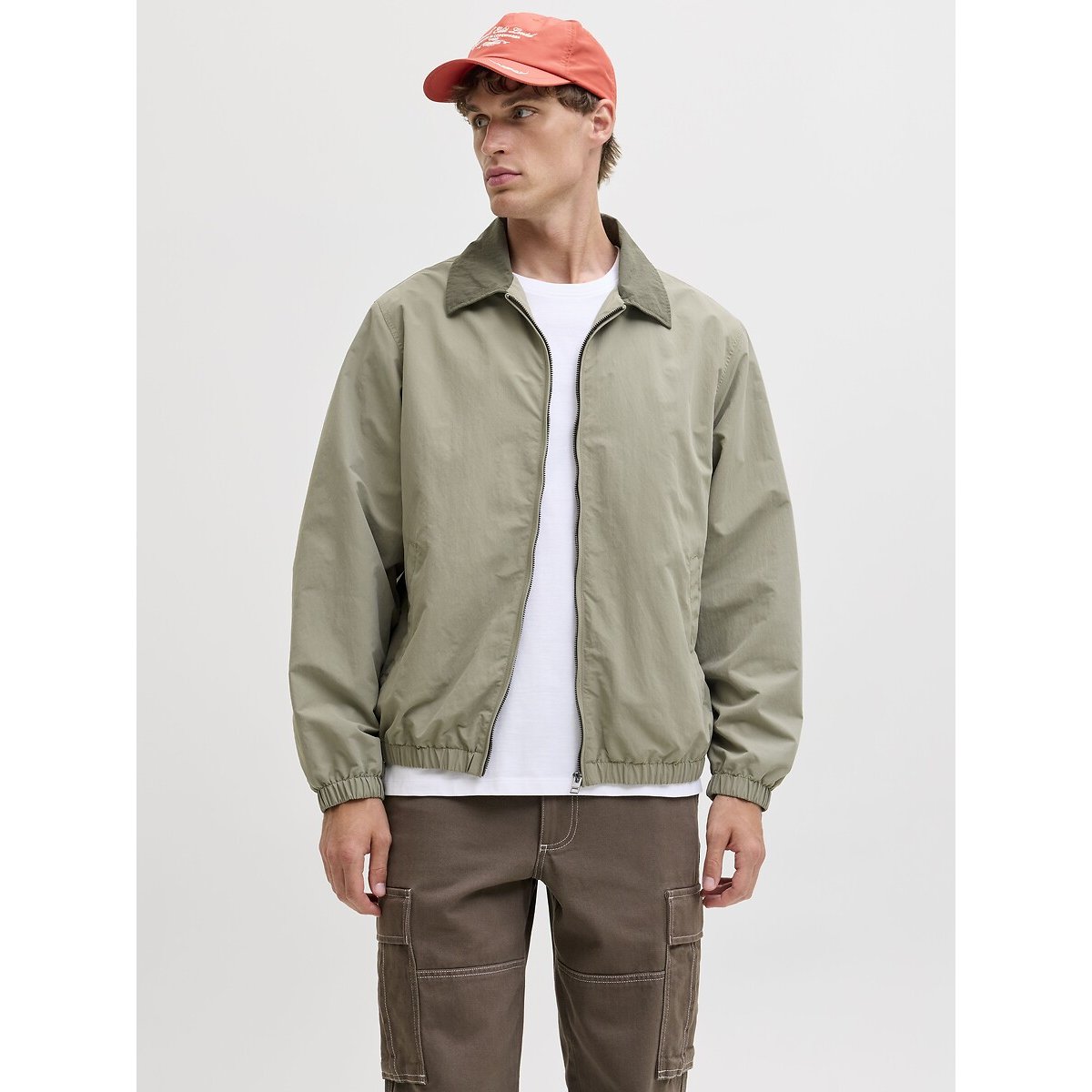 Veste zippée à col kaki, JACK & JONES