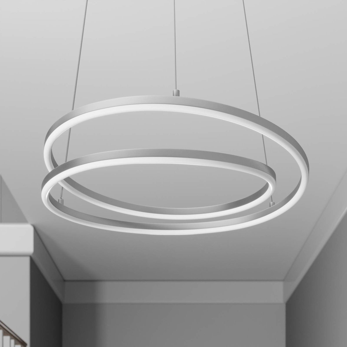 Suspension en aluminium moderneLED, Davian nickel satiné, LINDBY