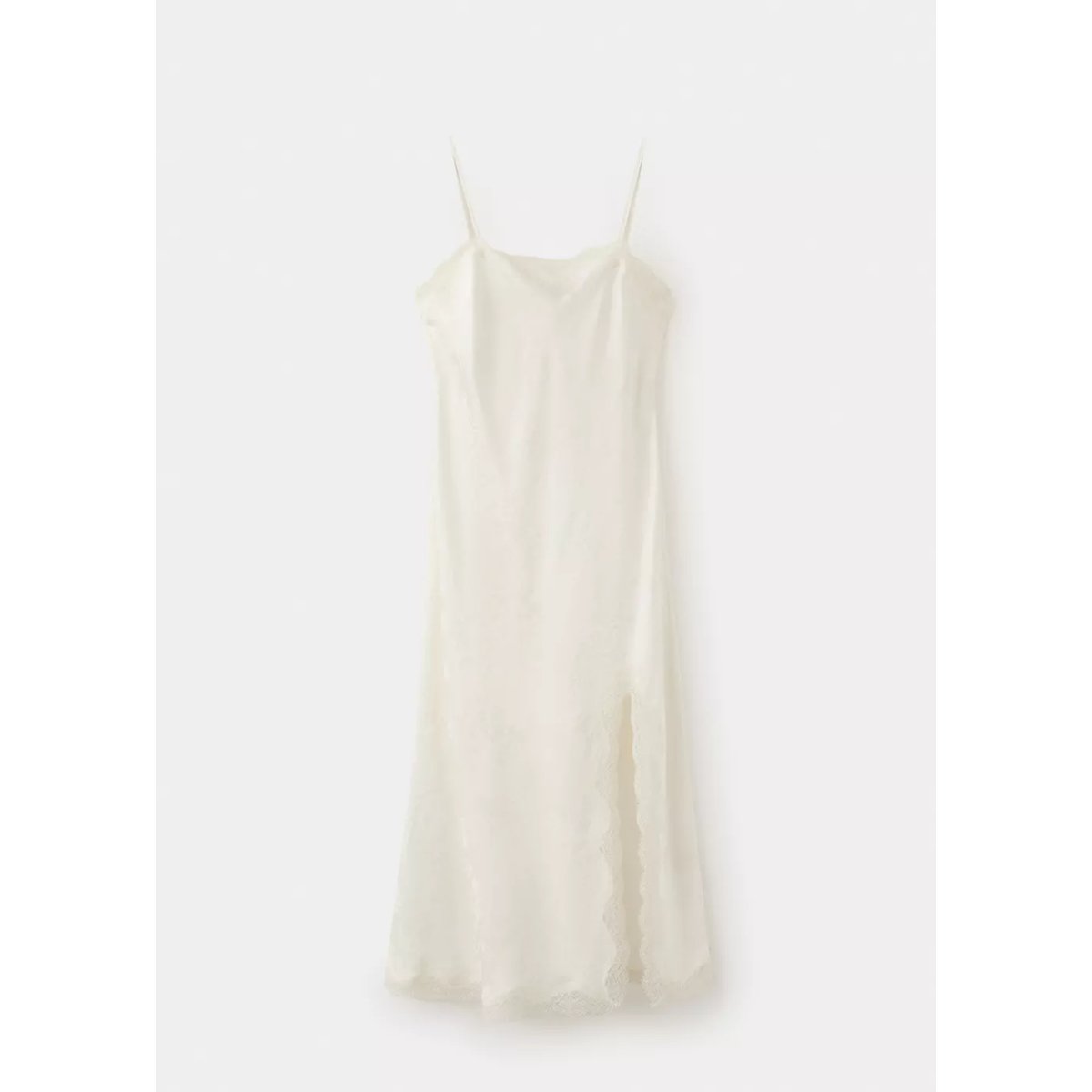 Robe jacquard en dentelle blanc, MANGO