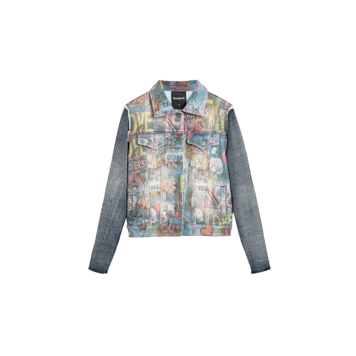 Veste en denim imprimée bleu, DESIGUAL