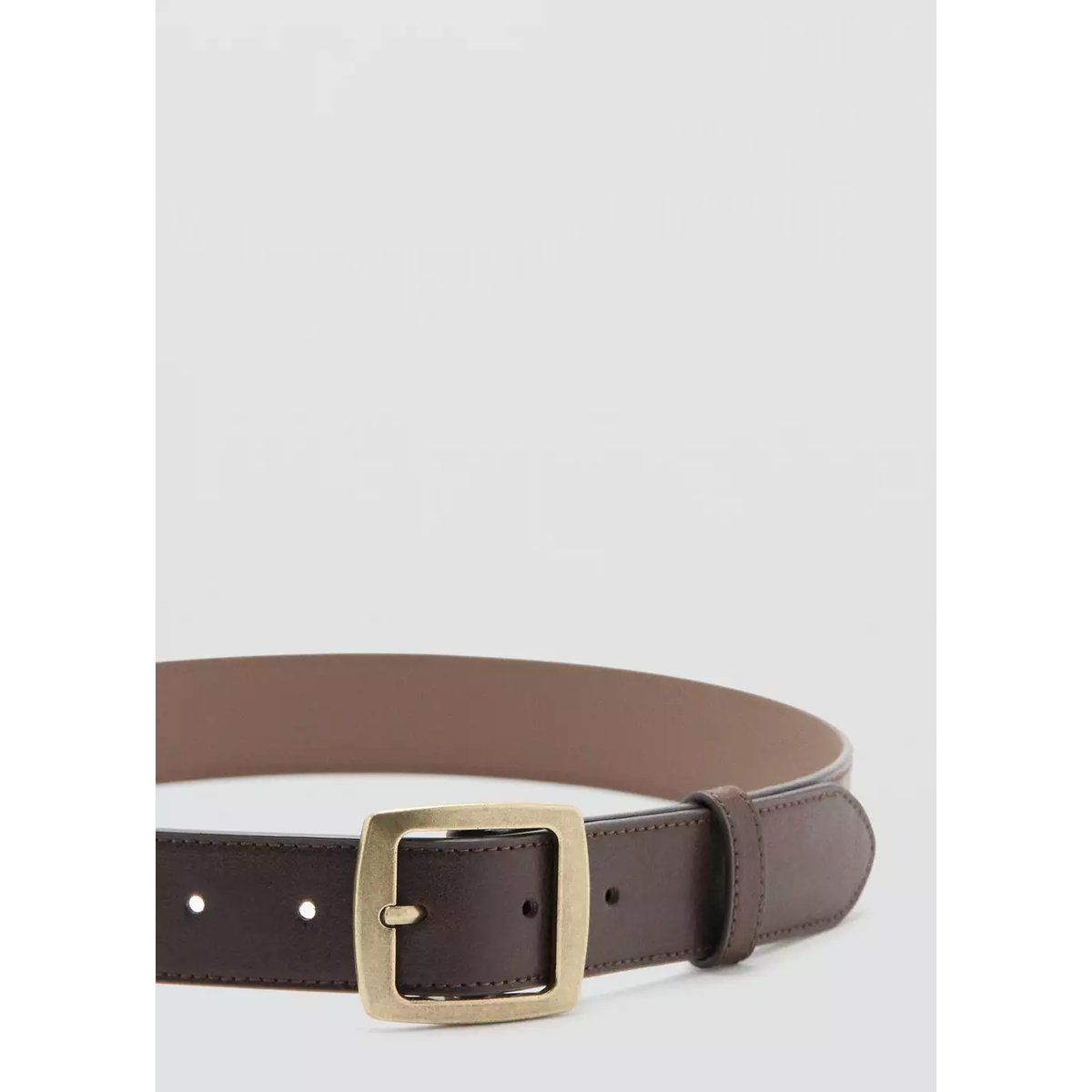 Ceinture boucle carrée chocolat, MANGO